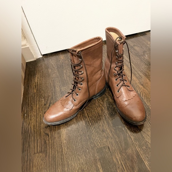 Vintage Justin’s leather lace-up boots size 8 women - Picture 5 of 11